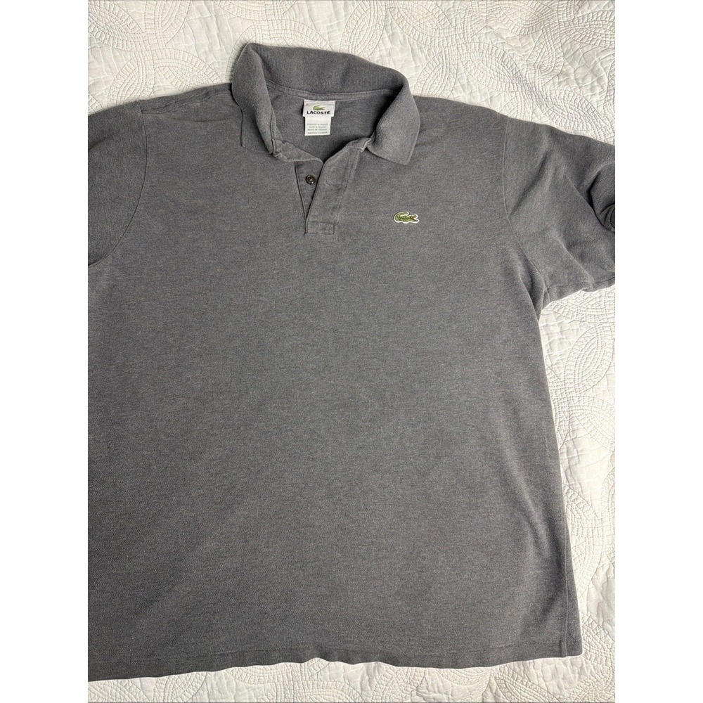 Lacoste Classic Pique Polo Shirt Men's Size 6 Large Gray Short Sleeve